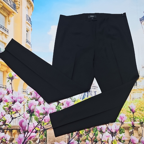 Theory Skinny Elegant Black Dress Pants Trousers Size 4 - Picture 1 of 7